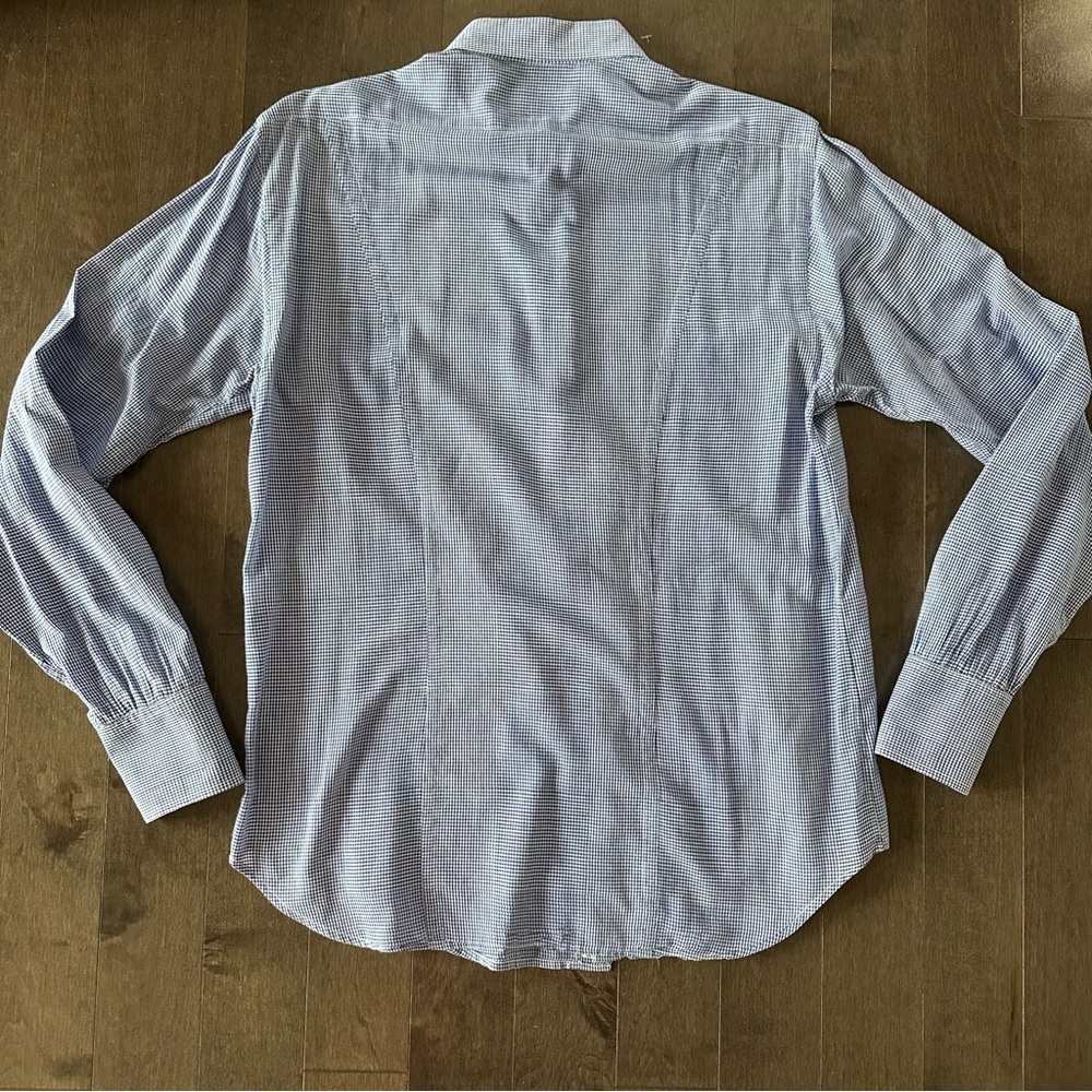 Rag & Bone Men's Botton Down Shirt Blue White Checkered Business Casual 16 - Picture 7 of 9